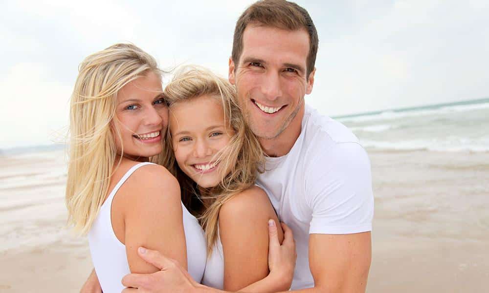 a family on the beach